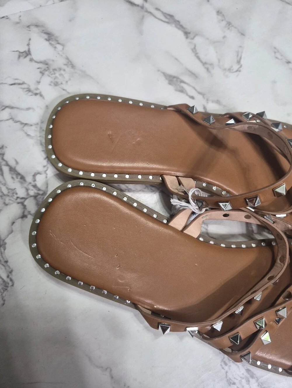 Studded Brown Slide Sandals